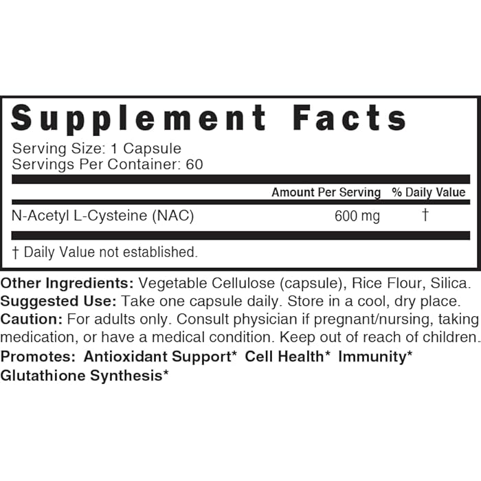 Nature'S Fusions NAC Supplement N-Acetyl Cysteine (2 Pack) - Nutri NAC 600 mg - Anti Aging Supplement, Antioxidant, Liver, Lung Support, Boost Glutathione - N Acetyl Cysteine (60 Capsules) - Free Radical Protection - Image 2