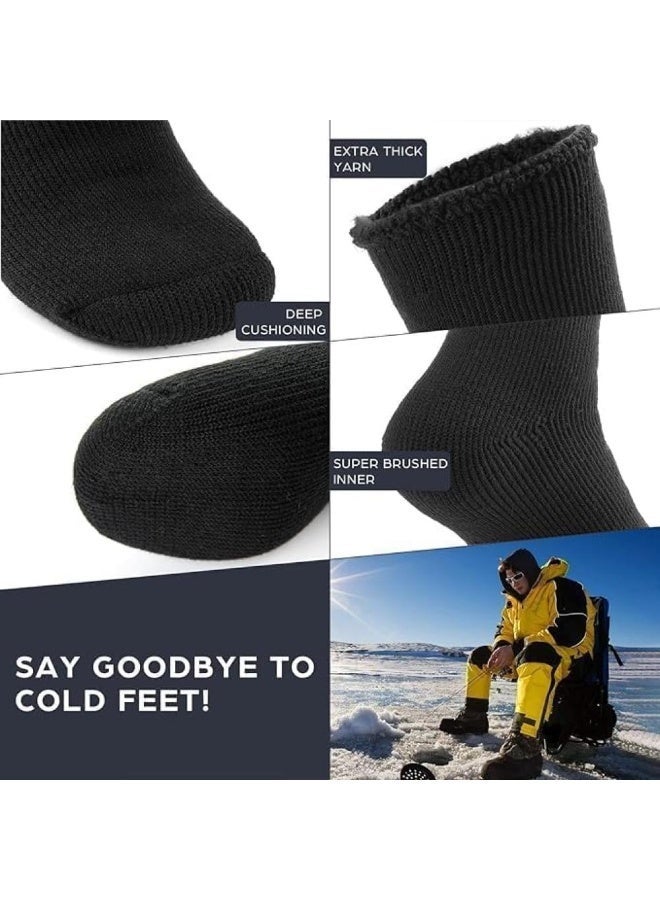 تكنال جوارب حرارية مبطنة بالصوف للجنسين سميكة ودافئة بملمس ناعم للبرد القارس - عدد 6 ازواج من الجوارب - اسود للجنسين - Image 3