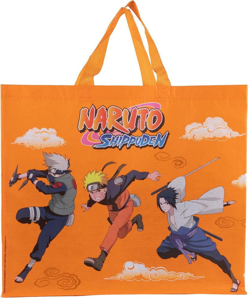 KONIX Naruto Shippuden Tote Bag 40 x 45 x 20 cm Recycled Material Naruto Sasuke Kakashi Itachi Pattern Orange - Image 2