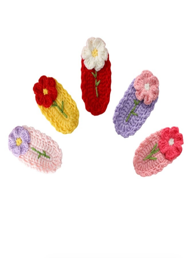 HIPIHOM Crochet knitted Hair Clips for Girls Birthday Gifts Hair Accessories Barrettes Strong Hold Jaw Clip for Thick Thin Hair Makeup Application (Little Flower) - Image 1