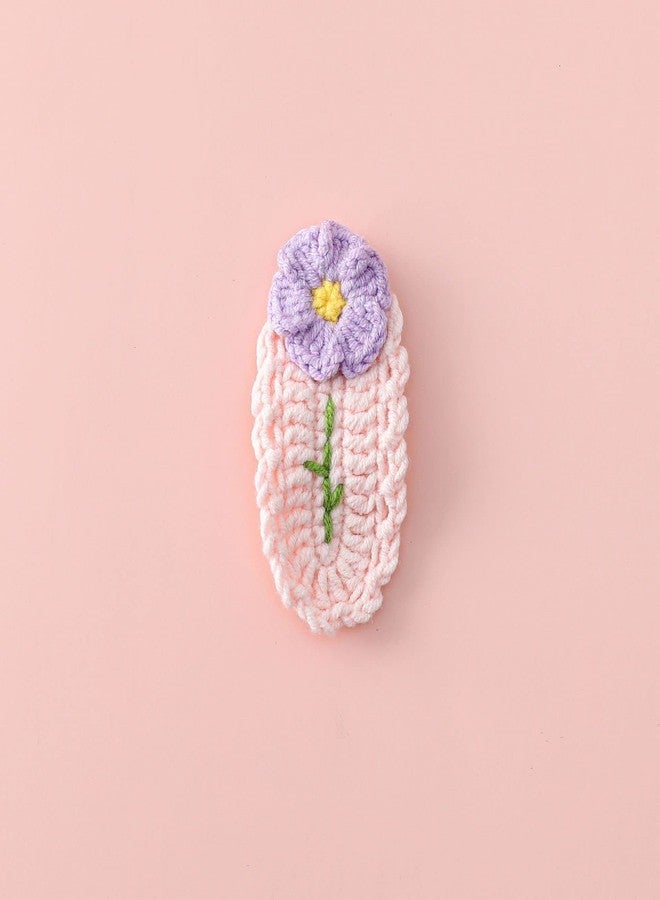 HIPIHOM Crochet knitted Hair Clips for Girls Birthday Gifts Hair Accessories Barrettes Strong Hold Jaw Clip for Thick Thin Hair Makeup Application (Little Flower) - Image 3