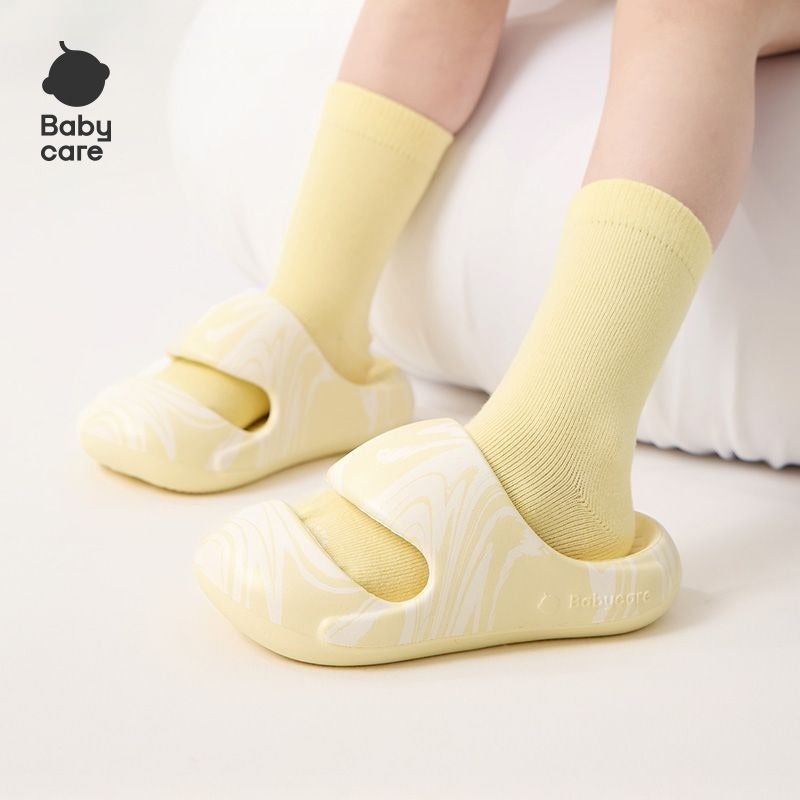Babycare Summer Indoor Slippers for Parents and Kids - Non-Slip, Closed-Toe Design in Cream Yellow [Parent-Child] - Image 1
