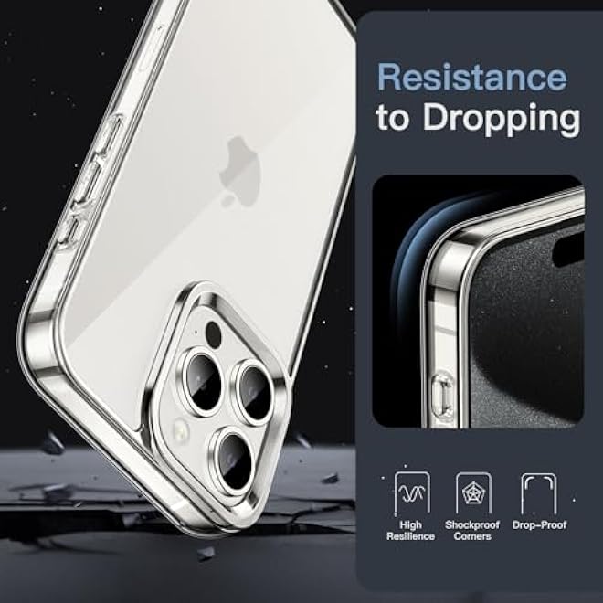 Jetech غطاء JETech لهاتف iPhone 15 Pro Max 67 إنش غير مصفر مضاد للصدمات غطاء واقي ضد الخدوش شفاف خلفي شفاف - Image 5