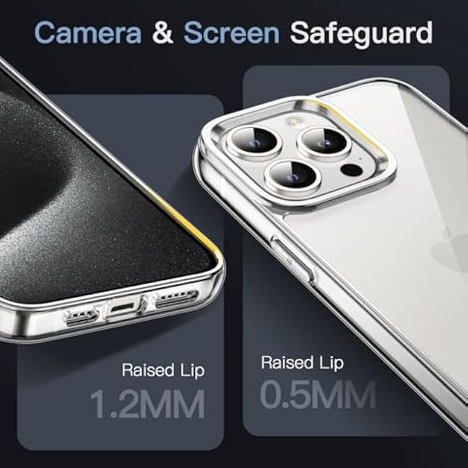 Jetech غطاء JETech لهاتف iPhone 15 Pro Max 67 إنش غير مصفر مضاد للصدمات غطاء واقي ضد الخدوش شفاف خلفي شفاف - Image 4