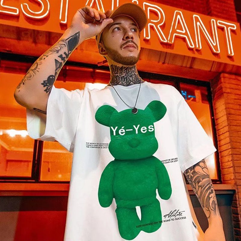 2024 American Short-Sleeved T-Shirt Men'S Summer Trendy Printed Half-Sleeved Plus Size Loose T-Shirt Base Shirt Trendy - Image 3