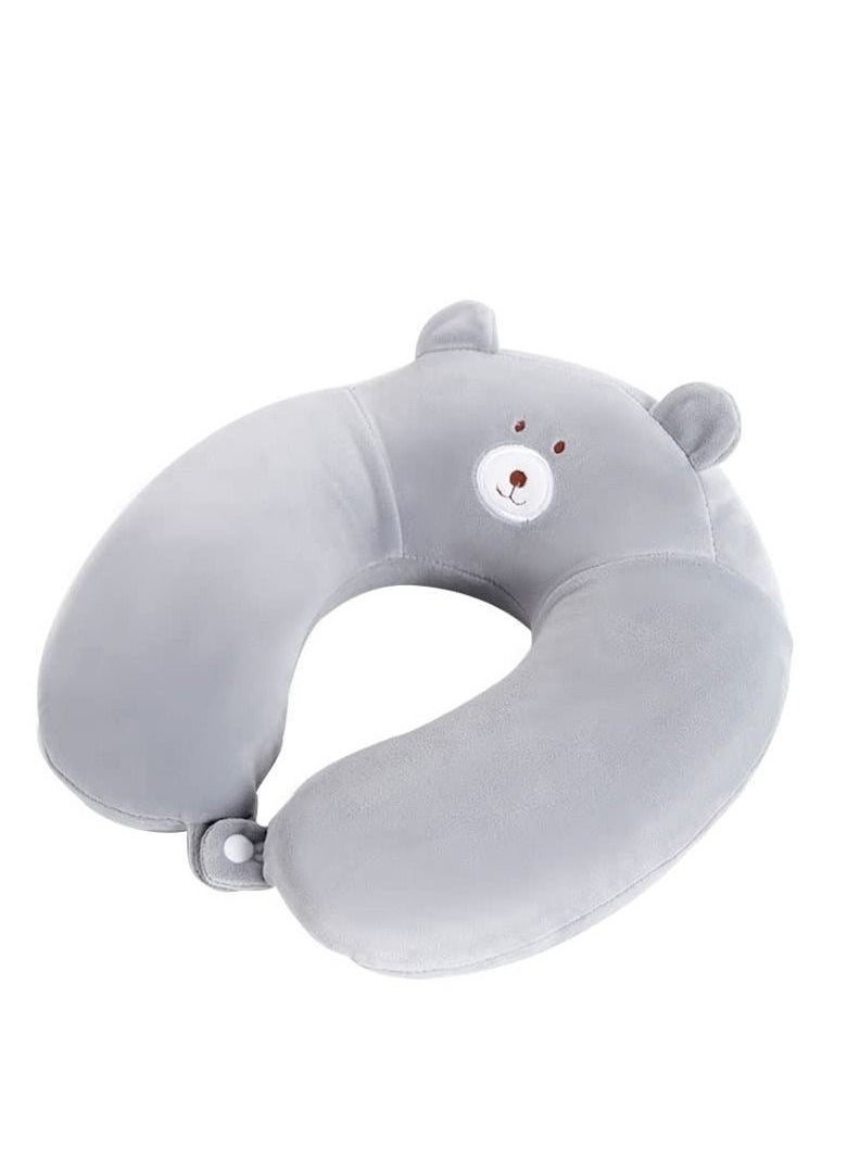 Excefore - Lovely Animal Memory Foam Travel Pillow, U Shaped Neck Support Travel Pillow, Portable Washable Microfiber Cover Headrest, Suitable for Airplane, Car, Home & Office (Gray) - Image 1