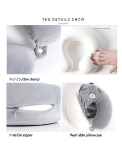 Excefore Lovely Animal Memory Foam Travel Pillow, U Shaped Neck Support Travel Pillow, Portable Washable Microfiber Cover Headrest, Suitable for Airplane, Car, Home & Office (Gray)  - Image 5