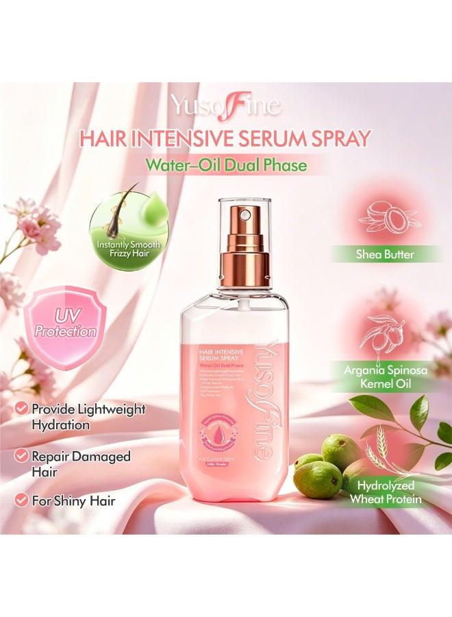 Yusofine Hair Intensive Serum Spray Dual Phase Formula, Water and Oil Balance Treatment with Protein, Argan Oil and Shea Butter for Soft Healthy Hair, Anti-Frizz Leave-In Care 100ml - Image 5