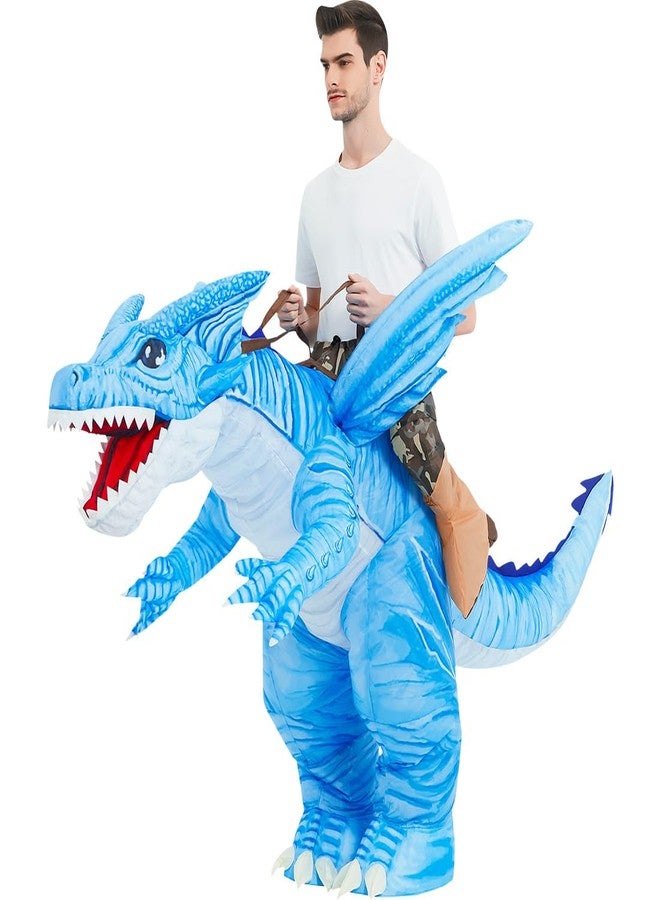 GOOSH Inflatable Dinosaur Costume Adults Halloween Blow up Costumes for Man Women 72IN Funny Riding Ice Dragon Air Costume for Party Cosplay - Image 1