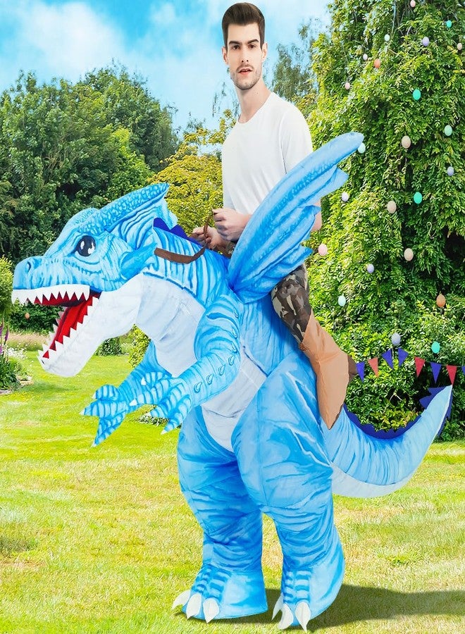 GOOSH Inflatable Dinosaur Costume Adults Halloween Blow up Costumes for Man Women 72IN Funny Riding Ice Dragon Air Costume for Party Cosplay - Image 3
