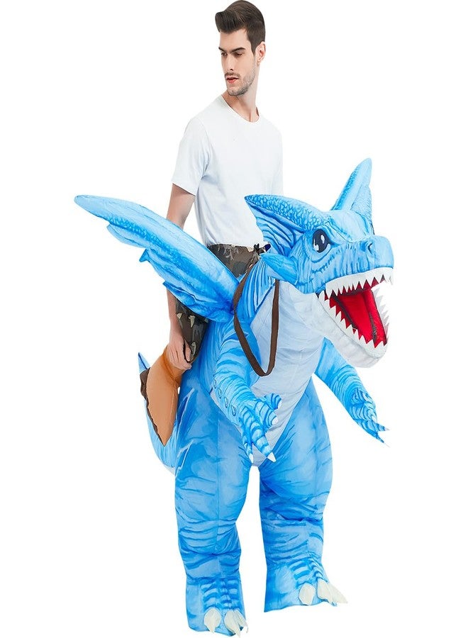 GOOSH Inflatable Dinosaur Costume Adults Halloween Blow up Costumes for Man Women 72IN Funny Riding Ice Dragon Air Costume for Party Cosplay - Image 4
