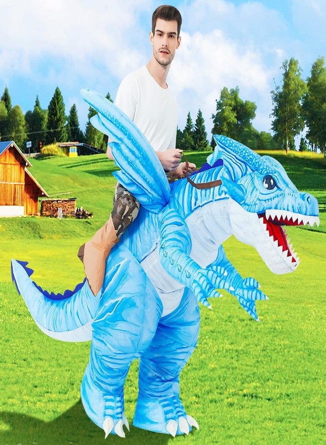 GOOSH Inflatable Dinosaur Costume Adults Halloween Blow up Costumes for Man Women 72IN Funny Riding Ice Dragon Air Costume for Party Cosplay - Image 2