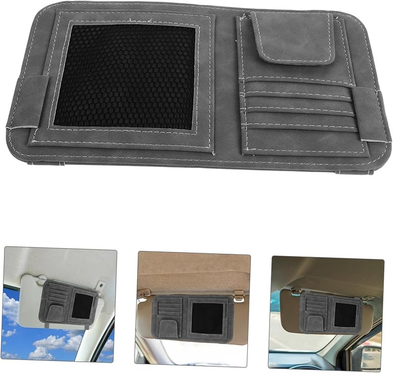 Car Visor Sunglasses Holder Mesh Organizer for Glasses Tickets and Small Items Black - Image 3