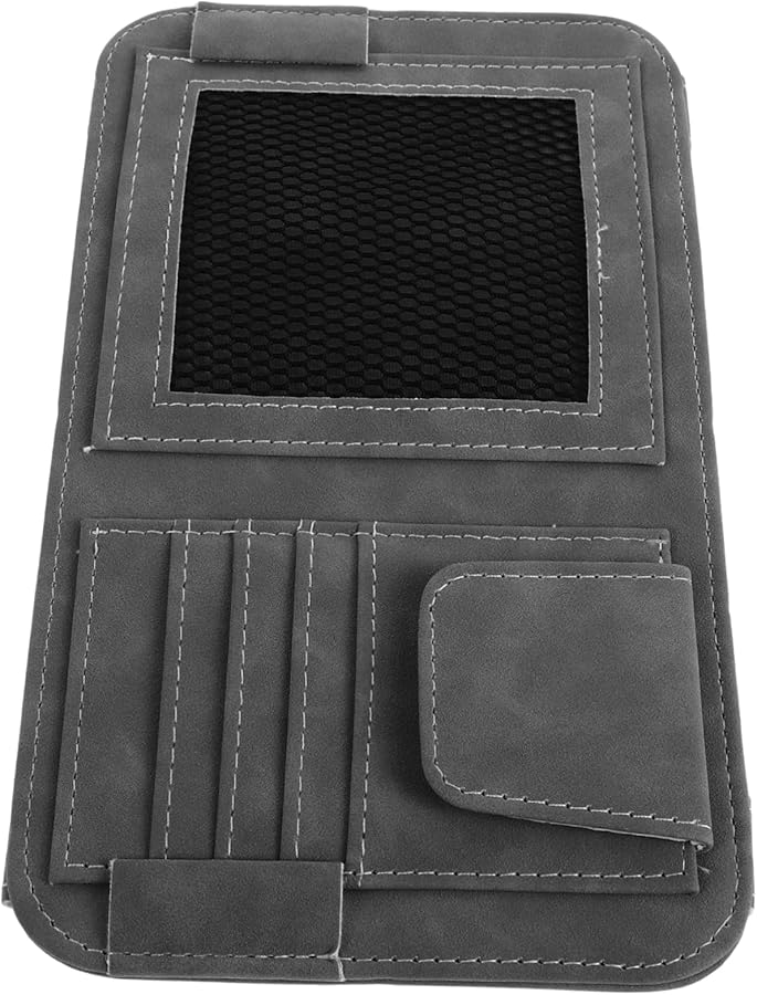 Car Visor Sunglasses Holder Mesh Organizer for Glasses Tickets and Small Items Black - Image 2