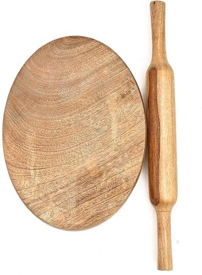 Damurhu Wooden Chakla Belan Roti Maker Rolling Pin Board Set (-12 Inch Diameter); Kitchen Utensil Belan Size -9 Inch - Image 3