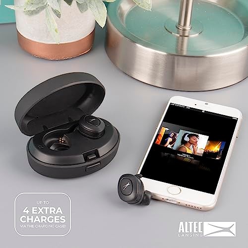 Altec Lansing True Evo+ Truly Wireless Earphones, 4 Hours of Battery Life, Receive Up to 4 Charges on The Go, Access Siri or Google Voice Assistant via Bluetooth Through Your Smartphone, MZX659-BLK - Image 4