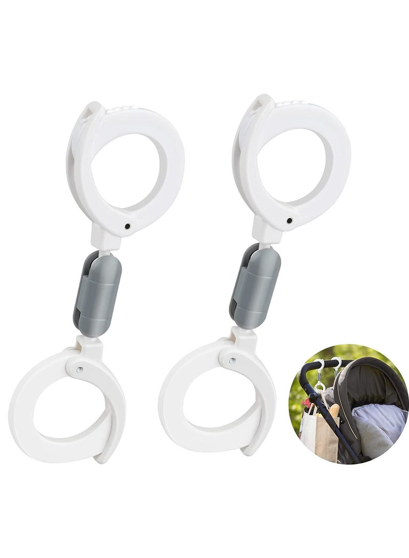 SYOSI Buggy Clips 2 Pcs Stroller Hooks Baby Bag Clips Adjustable Pram Clips for Shopping Bag Changing Bag and Handbags Pushchair Accessories Universal Fits Any Stroller - Image 1