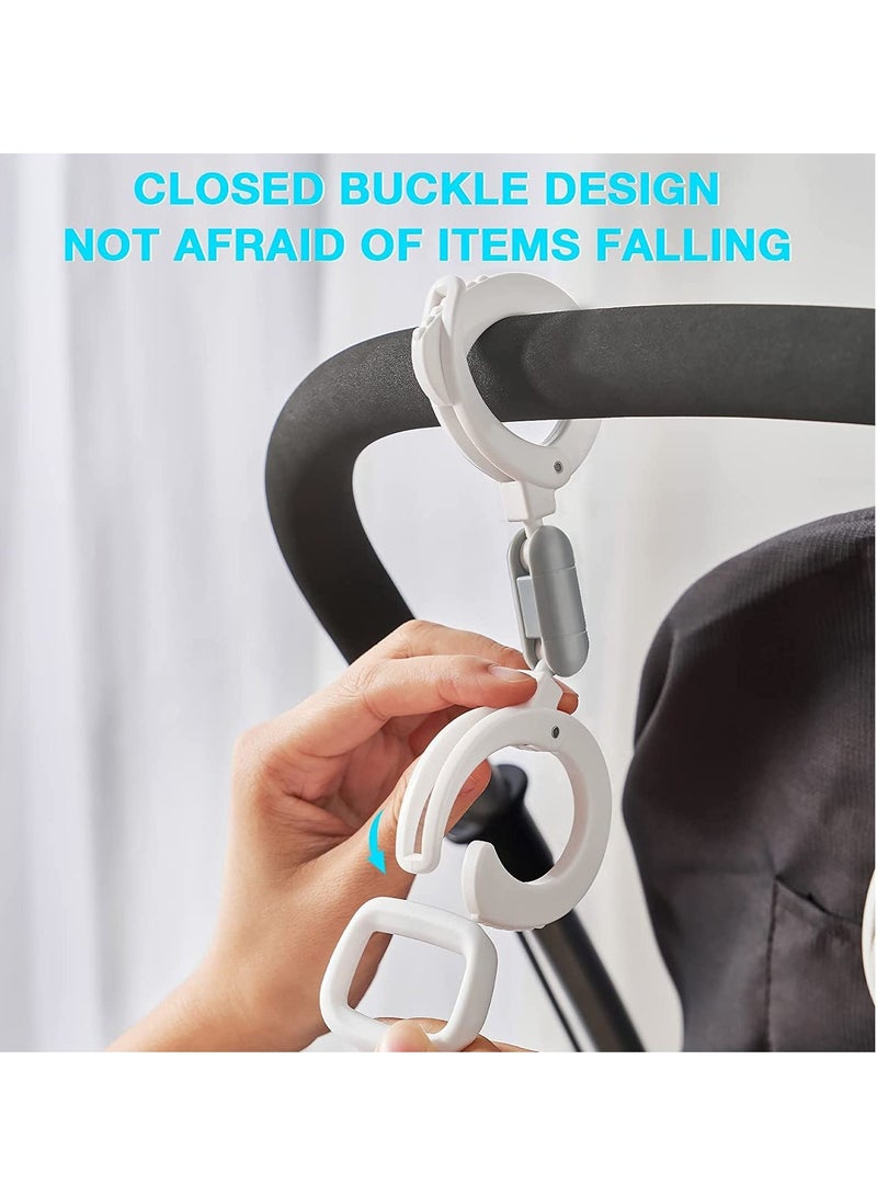 SYOSI Buggy Clips 2 Pcs Stroller Hooks Baby Bag Clips Adjustable Pram Clips for Shopping Bag Changing Bag and Handbags Pushchair Accessories Universal Fits Any Stroller - Image 3