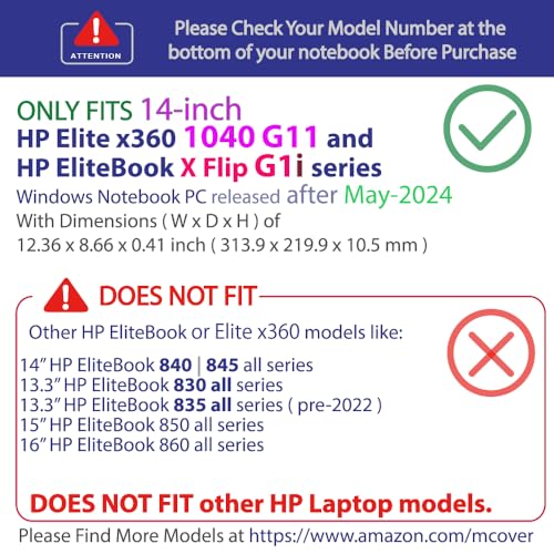 mCover Case Only Compatible for 20242025 14 HP Elite x360 1040 G11 2in1 Series Windows Laptop NOT Fitting Any Other HP Models Clear - Image 3