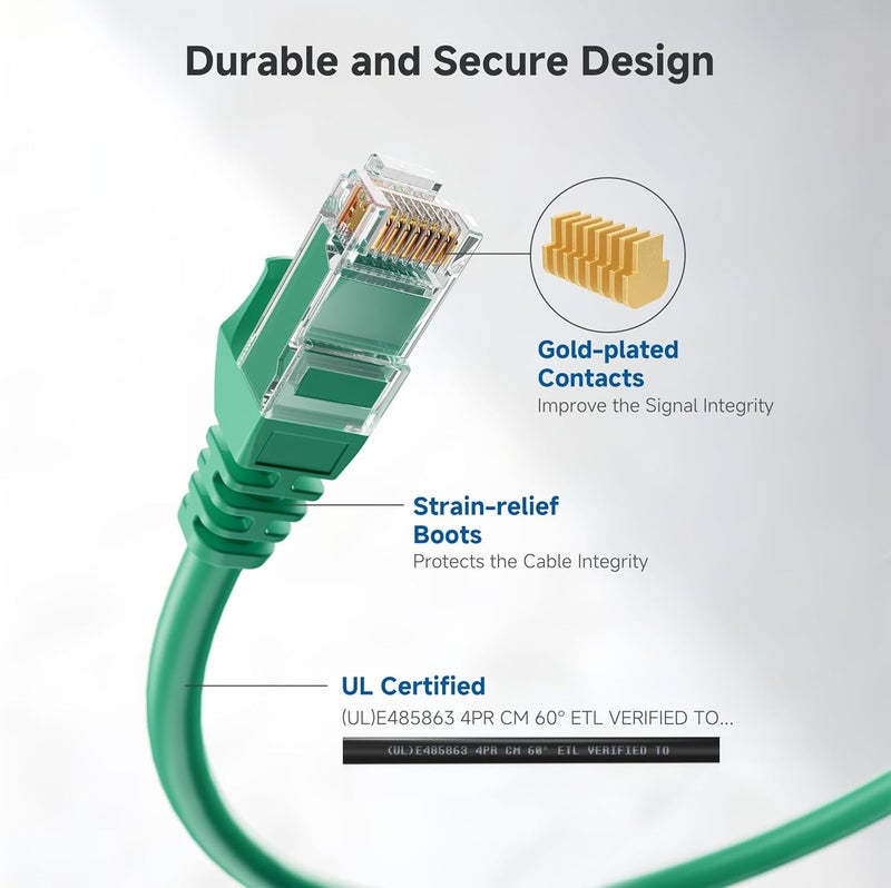 Cable Matters 10Gbps Snagless Short Cat 6 Ethernet Cable - 1ft, Cat 6 Cable, Cat6 Cord, Ethernet Cord, Green - Image 4