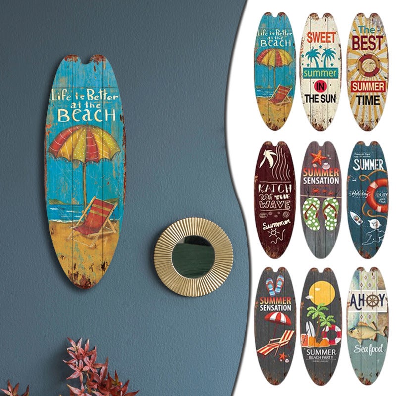 Surfboard Pendant Beach Leisure Wall Decoration Wooden Brand Hawaiian Party Supplies Scene Layout - Image 2