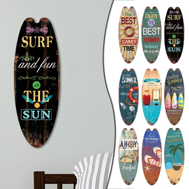 Surfboard Pendant Beach Leisure Wall Decoration Wooden Brand Hawaiian Party Supplies Scene Layout - Image 5