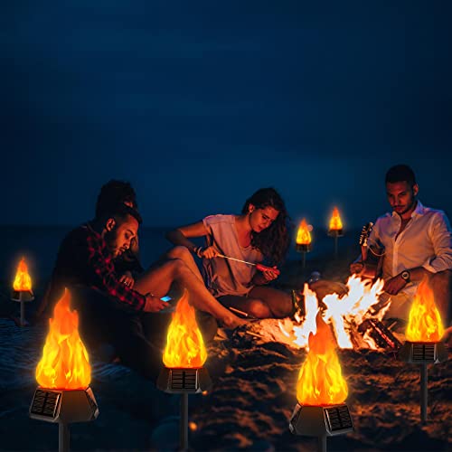 Toodour Solar Outdoor Torch Lights with Flickering Flame, Solar Pathway Decorative Lights, Waterproof LED Flame Torches for Outdoor Camping Garden Landscape Patio Path Yard Decorations - 4 Pack - Image 2