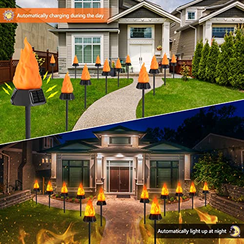 Toodour Solar Outdoor Torch Lights with Flickering Flame, Solar Pathway Decorative Lights, Waterproof LED Flame Torches for Outdoor Camping Garden Landscape Patio Path Yard Decorations - 4 Pack - Image 3