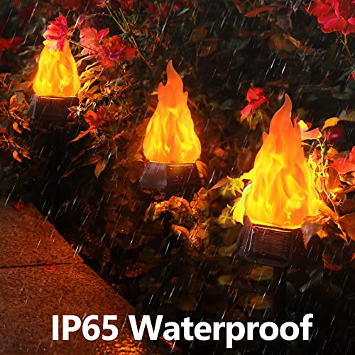 Toodour Solar Outdoor Torch Lights with Flickering Flame, Solar Pathway Decorative Lights, Waterproof LED Flame Torches for Outdoor Camping Garden Landscape Patio Path Yard Decorations - 4 Pack - Image 4