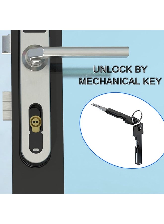klarako - Smart Fingerprint Door Lock with Handle Touch Screen Keypad Deadbolt Password Code Lever Lock Waterproof Anti‑Theft Door Lock with Key, Card for Apartment Villa School Office (Silver) - Image 1