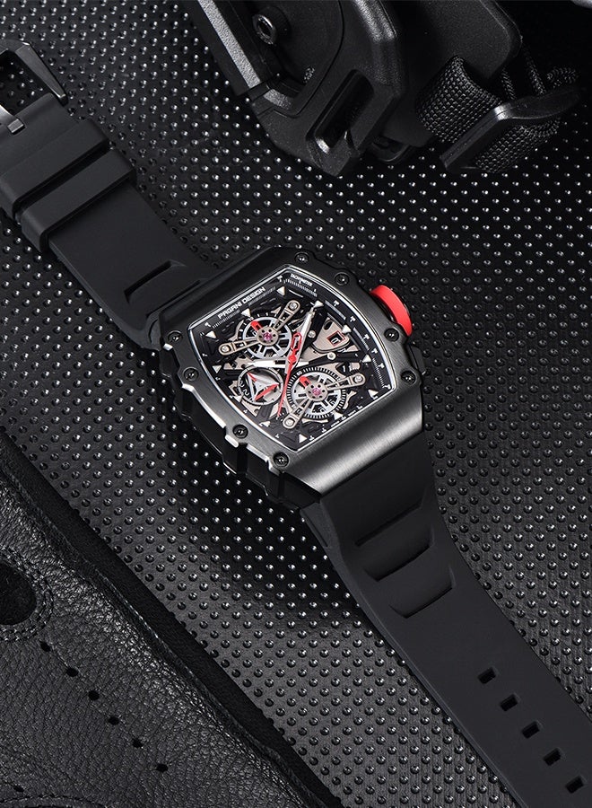 PAGANI DESIGN Quartz Watches For Men, Fashion Men's Watches, Imported Quartz Movement, High-Quality Synthetic Sapphire case, Hollow Dial With Silicone Strap, Fashion Business PD-YS011 - Image 2