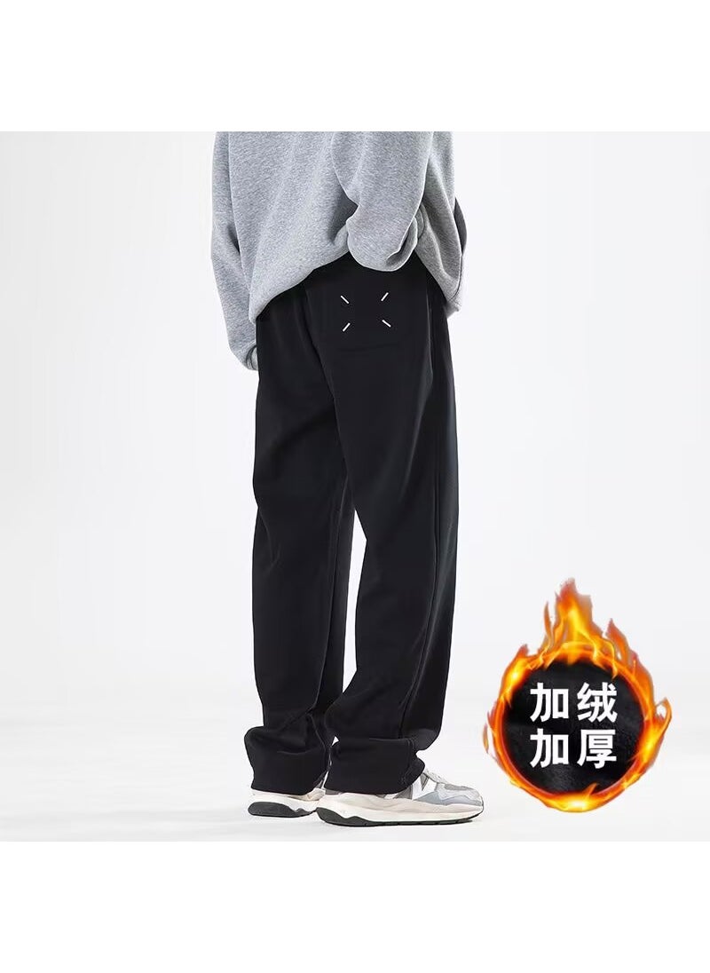 Generic 2024 Casual Sweatpants Mens Autumn and Winter American Style Embroidered Trendy Brand Loose Machete Pants All-match Sports Long Pants Gray--velvet  - Image 2