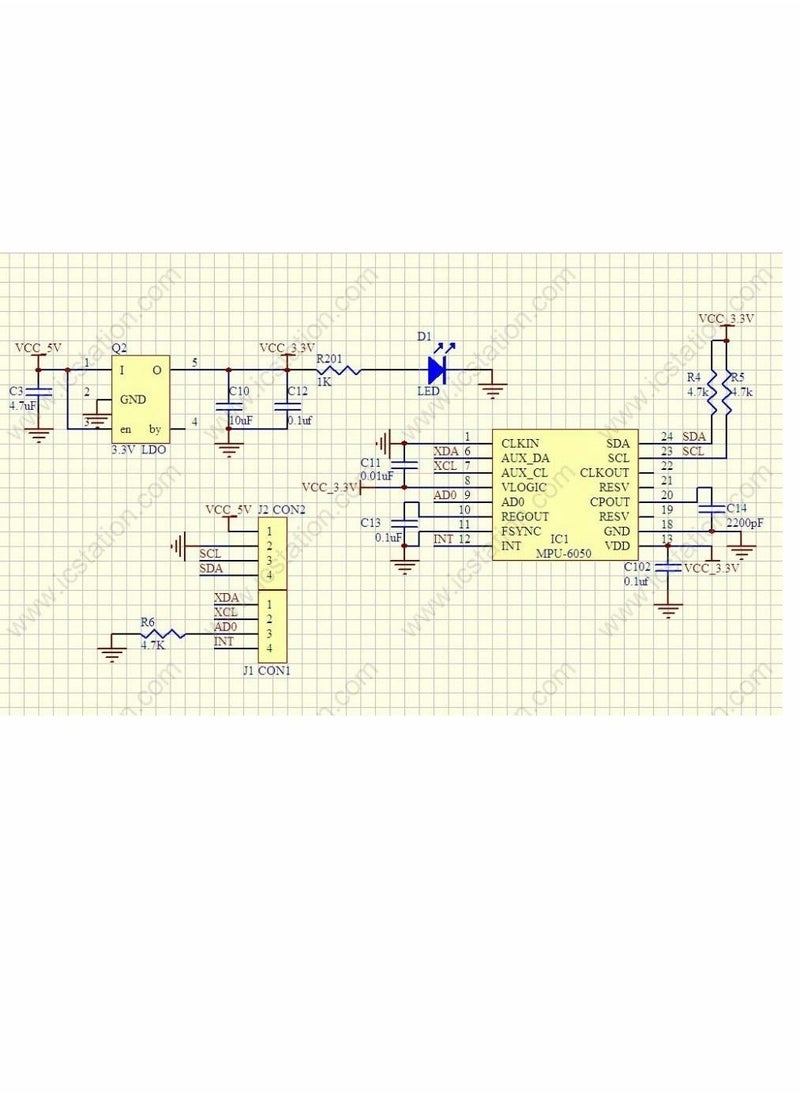 Generic - MPU 6050 Module, 3 Axis Analog Gyro Sensors Accelerometer 3-5V - Image 1