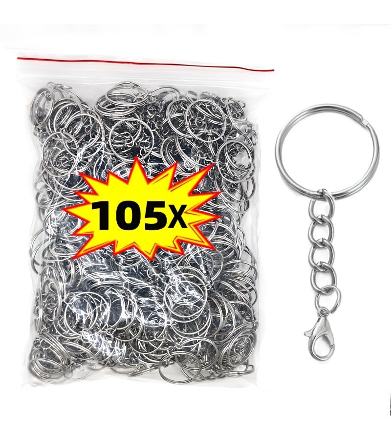 105 Lobster Claw Key Rings With Chain Iron Material Craft Supplies - Image 1