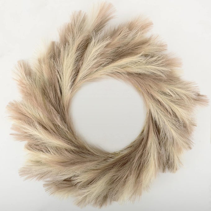PAMPAS GRASS WREATH 27 FAUX PAMPAS WREATH FOR FRONT DOOR ARTIFICIAL PAMPAS WREATH FOR ALL SEASONS BOHO WALL DECOR FARMHOUSE PAMPAS GRASS GARLAND DIY WREATH ARRANGEMENT IVORYTAUPE
