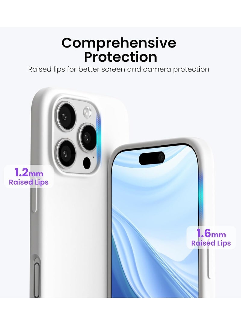 ELTRAZONE iPhone 16 Pro Max Soft Liquid Silicone Gel Case - Full Body Shockproof Protection with Matte Finish & Microfiber Lining (White) - Image 5