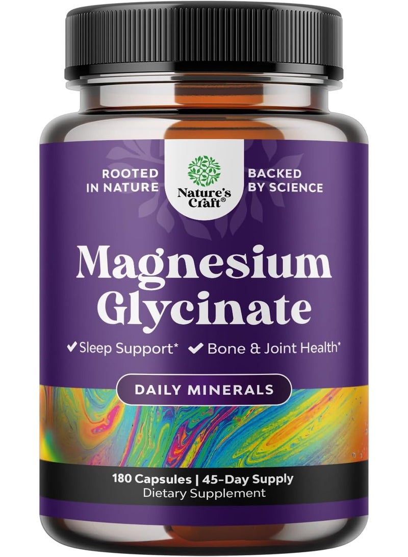 Natures Craft Magnesium Glycinate, Daily Minerals, 180 Capsules - Image 1
