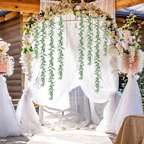 Dolicer 2 Pack Faux Eucalyptus Garland, 12Ft Artificial Vines Fake Hanging Eucalyptus Leaves Greenery Garland for Wedding Backdrop Arch Wall Table Party Indoor Outdoor Decor (Grey Green) - Image 3