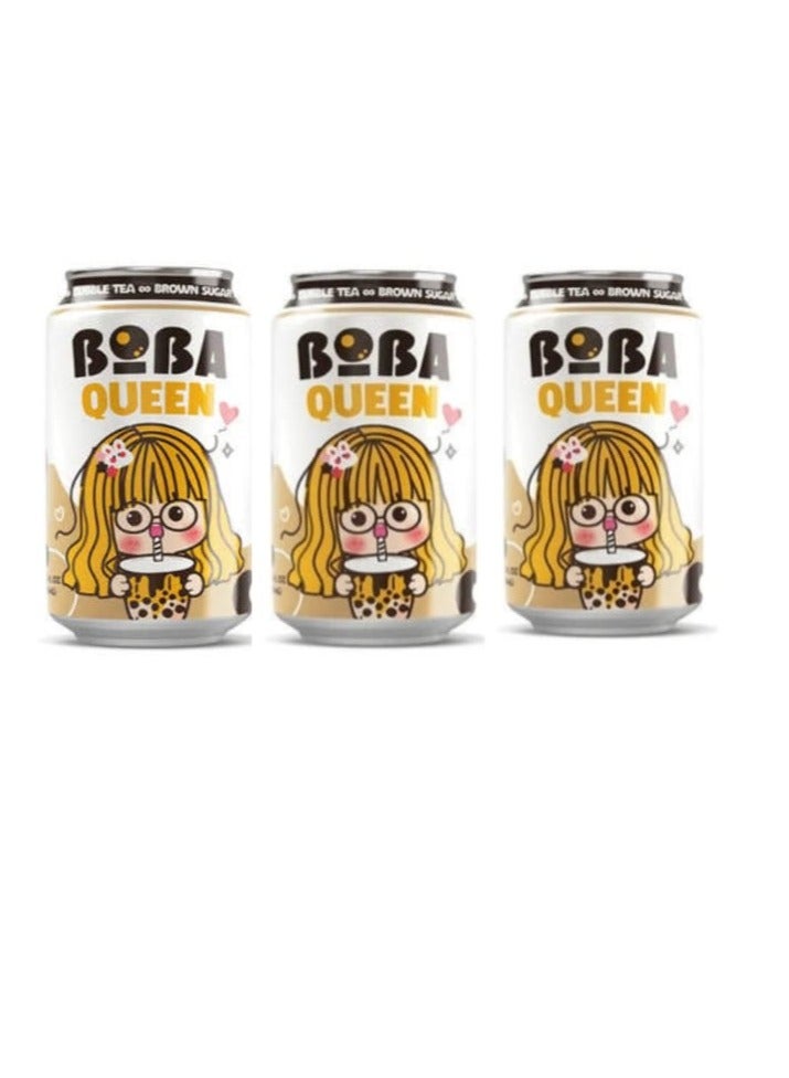 Boba Queen Brown Sugar Bubble Tea Drink, Pack of 3, 330ml - Image 1