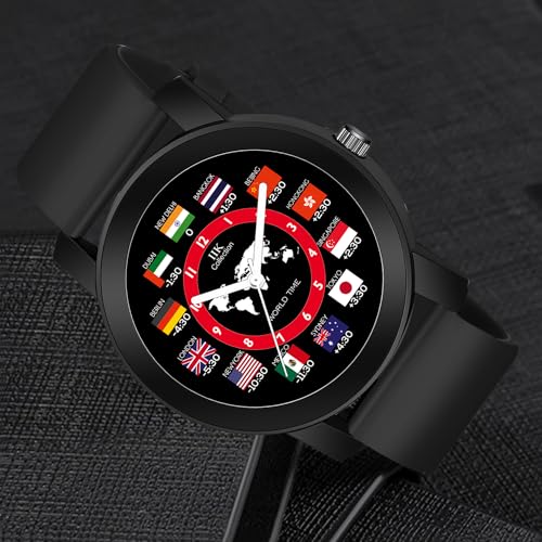 IIK COLLECTION Watches For Men Round Numerical Dial Men Watch Silicon Strap Long Battery Life Stainless Steel Bracelet Black Chain Adjustable Flexible Silicon Strap Watches For Boys. - Analogue - Image 2
