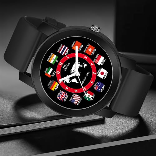 IIK COLLECTION Watches For Men Round Numerical Dial Men Watch Silicon Strap Long Battery Life Stainless Steel Bracelet Black Chain Adjustable Flexible Silicon Strap Watches For Boys. - Analogue - Image 4