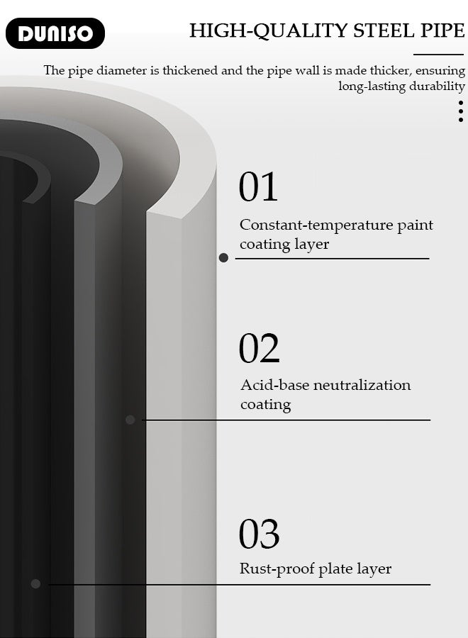 DUNISO رف تخزين من 4 طبقات، وحدات رفوف، أرفف تخزين، حامل موقد ميكروويف موفر للمساحة، رف متعدد الوظائف لتنظيم التخزين للمطبخ، غرفة المعيشة، غرفة النوم، المكتب، الشرفة باللون الأبيض - Image 3