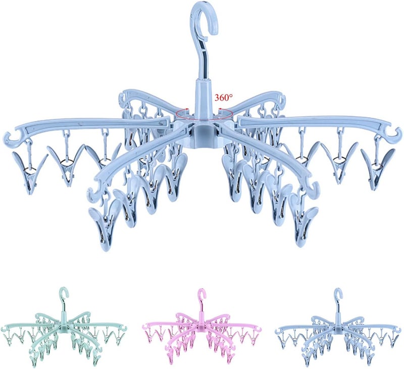 BONYCUST Foldable Drying Rack with 24 Clips for Drying Socks Lingerie Baby Clothes Drying Towels Rotatable Sock Drying Rack - Image 1
