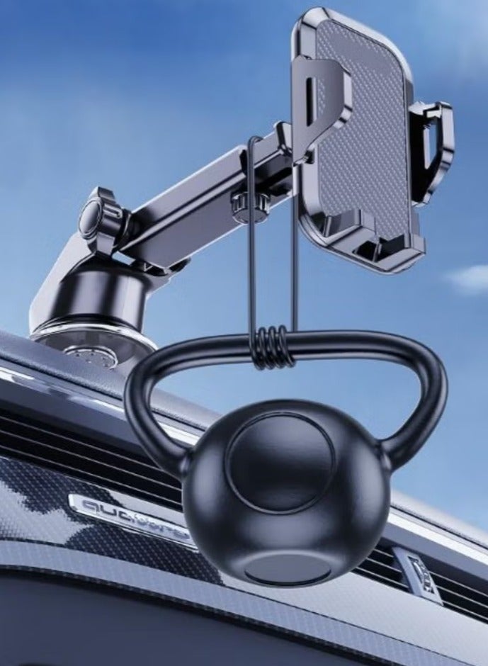 حامل هاتف سيارة عالمي أسود 2 في 1 مع تصميم دوار مضاد للانزلاق والصدمات شفط وفتحة تهوية مزدوجة التثبيت للتابلو والزجاج الأمامي مقاوم للحرارة قبضة قوية متوافق مع iPhone 15 14 S24 S23 - Image 5