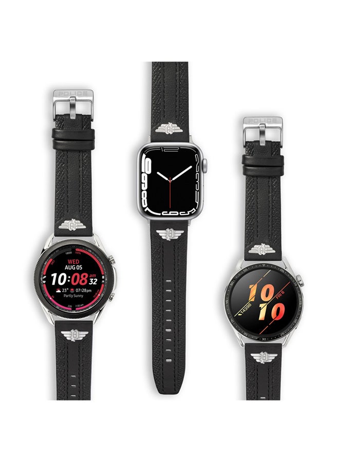 POLICE Unisex Wings Black Leather Watch Straps - Image 2