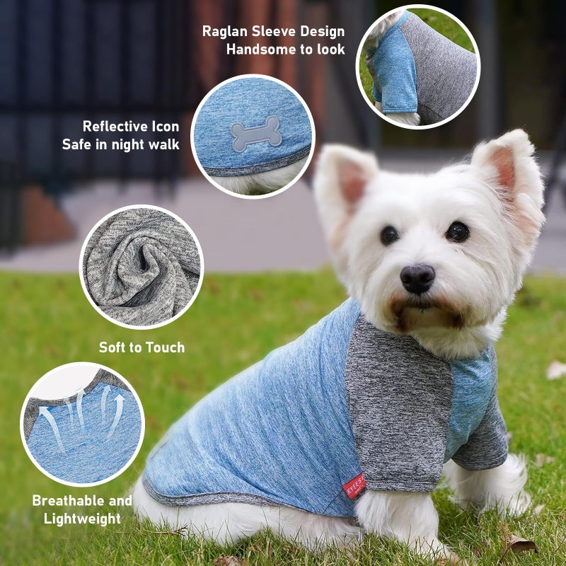 KYEESE 2Pack Dog Shirt with Sleeves, Lightweight Sun Protection Dog T Shirts for Small Dogs Boy, Breathable Pet Tank Top Reflective Dogs Clothes for Summer Outdoor Walking, Blue+Grey, L - Image 3