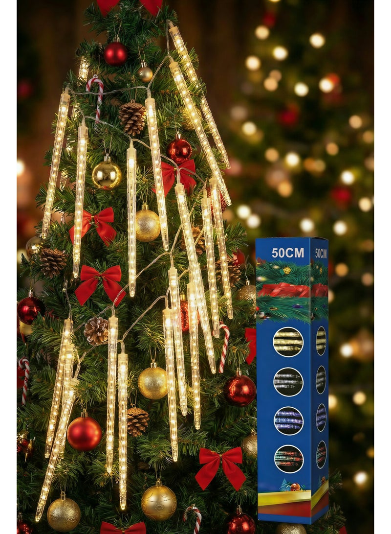 Meteor Shower LED Curtain Lights (8 Tubes,  4.1M Cable & 50cm Tube Length) - Christmas Tree & Party Decor & Ramadan Decor