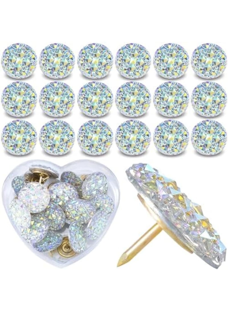 SYOSI Push Pins 20PCS Thumb Tacks Decoration Rhinestone Jumbo Round Head Bling Crystal Sparkl Diamand Colorful Pushpins Gorgeous Cork Bulletin Board Map for School Office Home(0.68 Inch) - Image 1