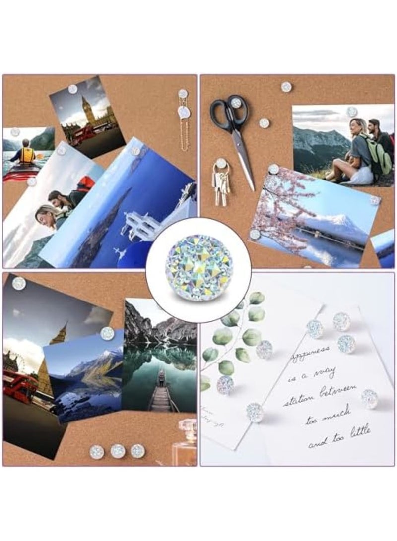 SYOSI Push Pins 20PCS Thumb Tacks Decoration Rhinestone Jumbo Round Head Bling Crystal Sparkl Diamand Colorful Pushpins Gorgeous Cork Bulletin Board Map for School Office Home(0.68 Inch) - Image 2