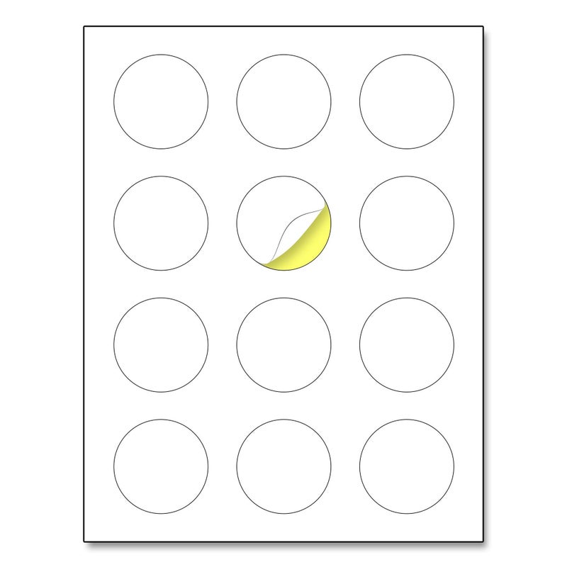 TownStix 2" Round Matte White Sticker Label, Laser/Inkjet Printing - Letter Size, 30 Sheets - Image 1